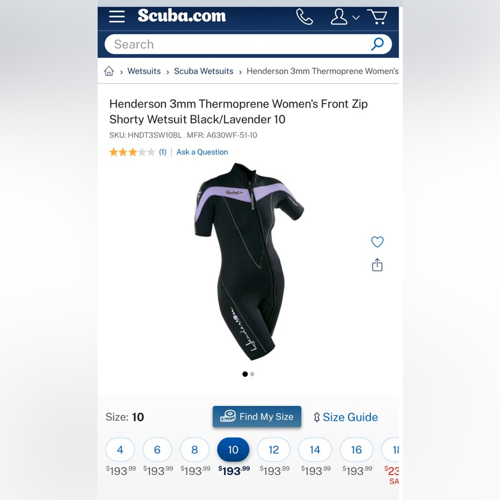 NWOT Henderson Black Short Sleeve Wetsuit for Women - Picture 4 of 4